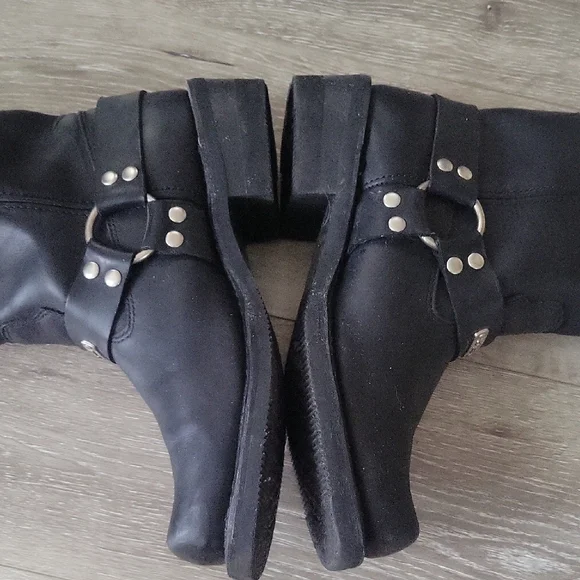 River Road Black Leather Motorcycle Riding Boots Size 11